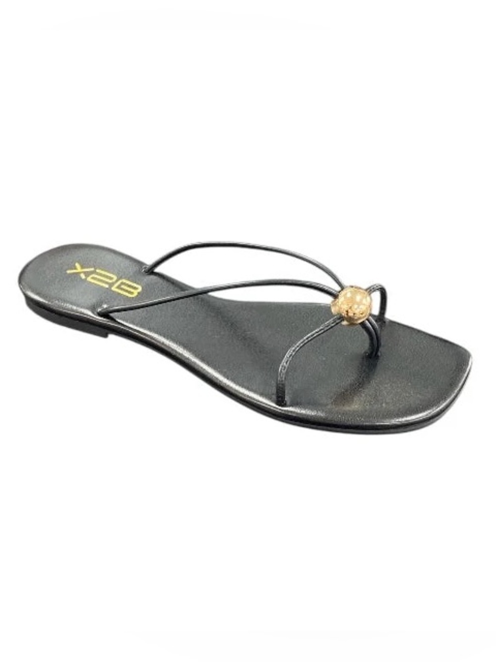 X2B Black Women's Thong Sandal with Gold Accent